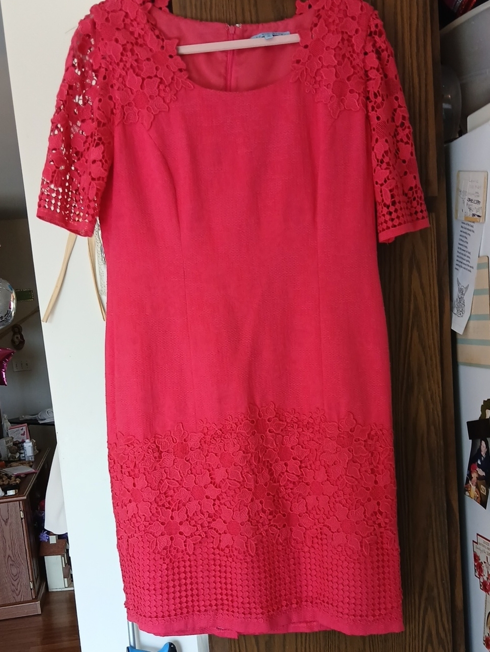BEAUTUFUL ANTONIO MELANI Coral/Pink Lace-Trim Dress !